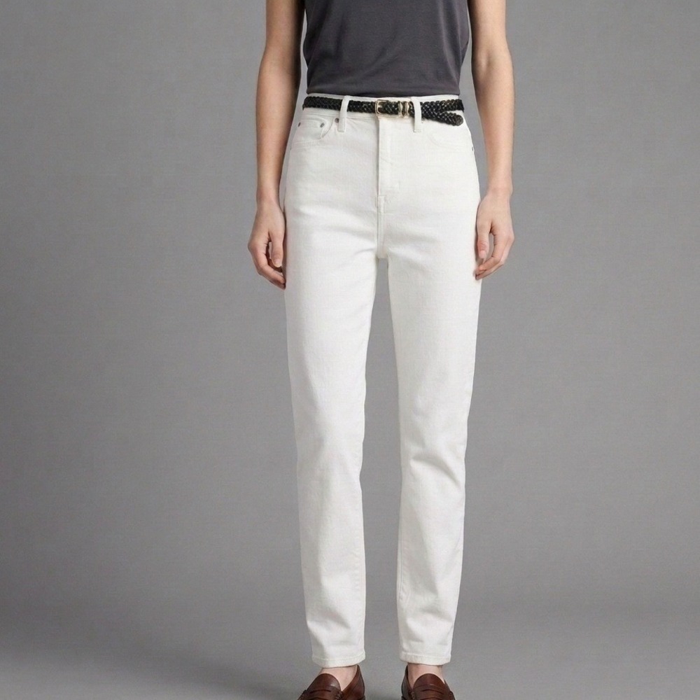 J.Crew Jeans Womens Size 28 White Nipped Straight High Rise Semi Stretch Organic